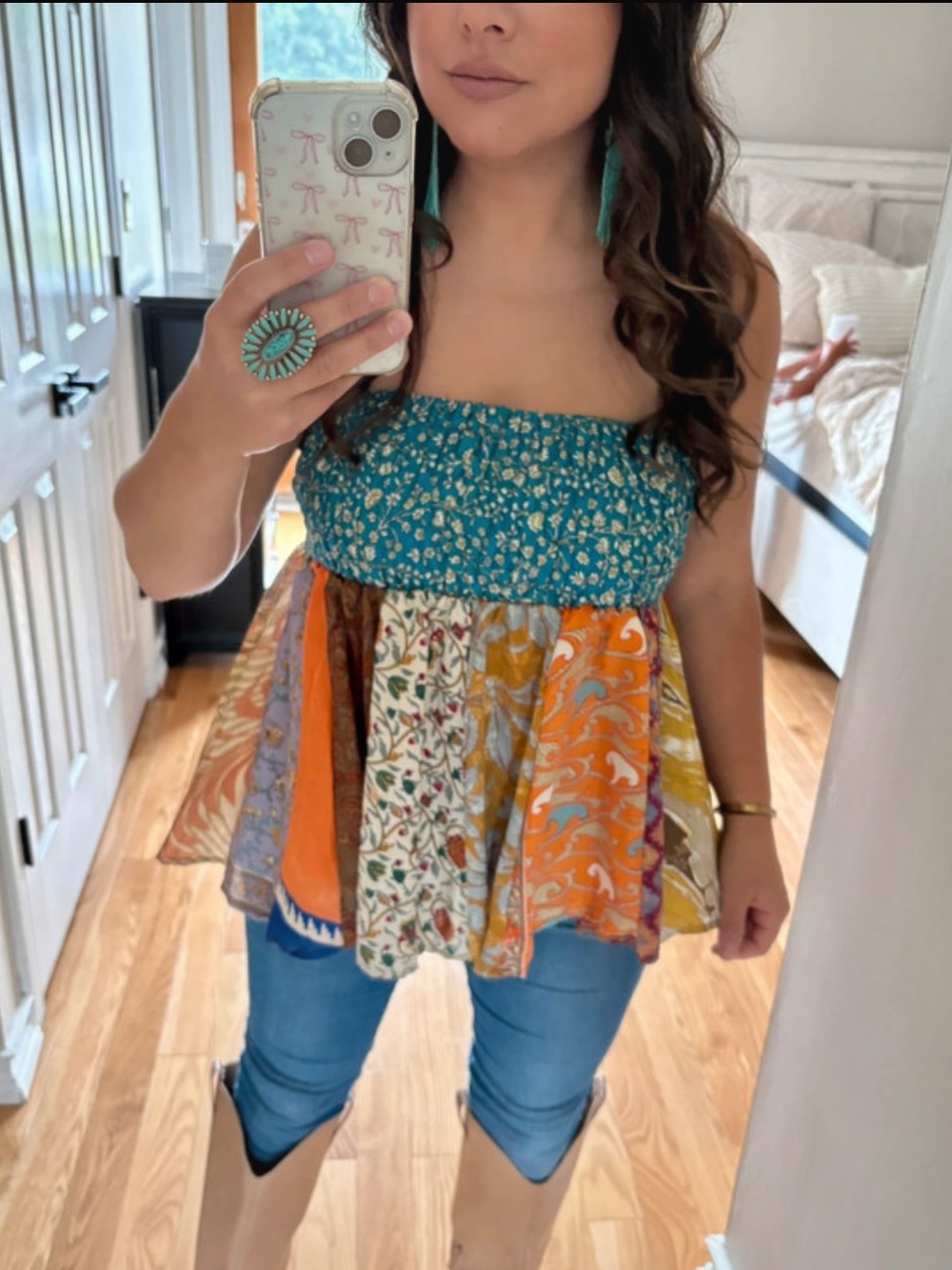OS silk patchwork top